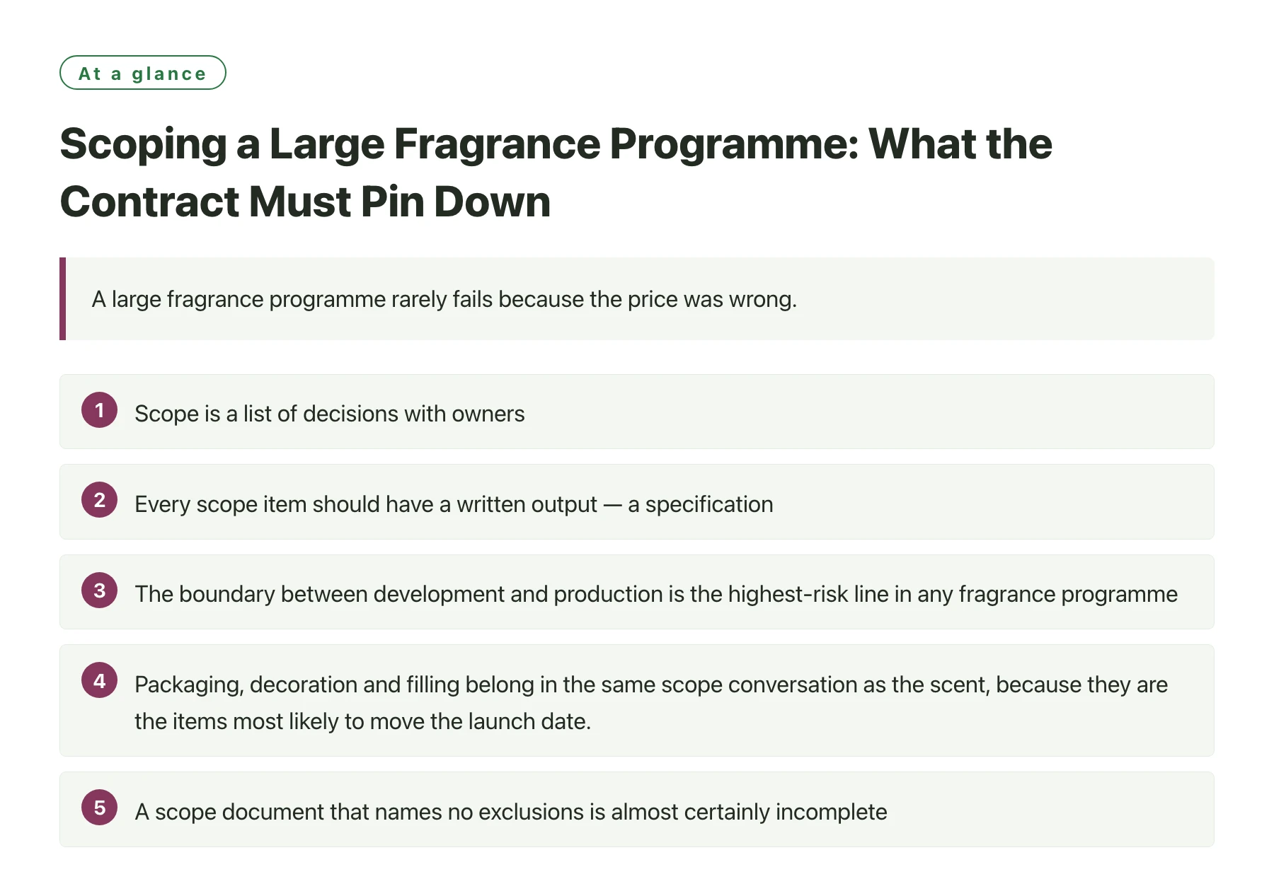 Scoping a Large Fragrance Programme: What the Contract Must Pin Down——全文要点速览